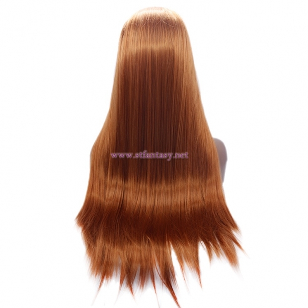 Guangzhou Wig Vendor- 28 inch Brown Straight Synthetic Lace Front Wig