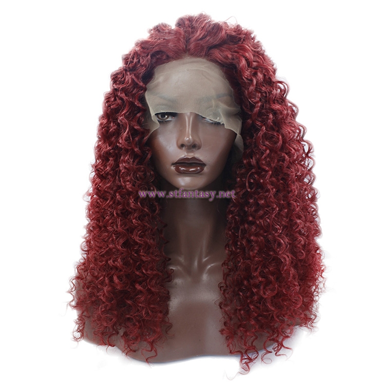 Burgundy Lace Front Wig- Wholesale Kinky Curly Synthetic Wig for Women