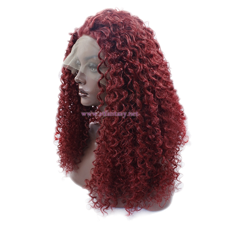 Burgundy Lace Front Wig- Wholesale Kinky Curly Synthetic Wig for Women