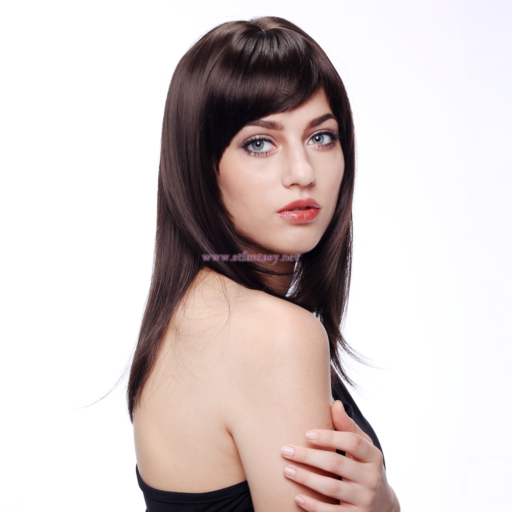 New Chemical Fiber Long Straight Hair Synthetic Hair Black Low Temperature Wire For Woman Wig