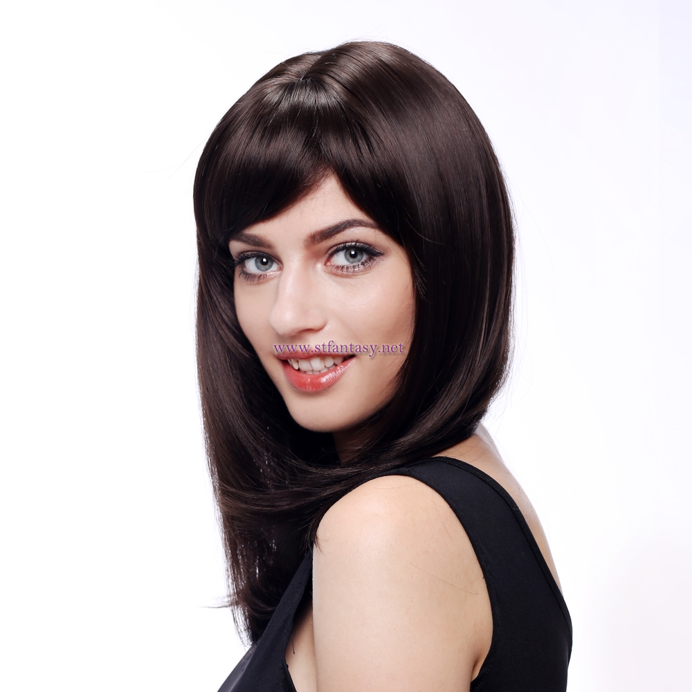 New Chemical Fiber Long Straight Hair Synthetic Hair Black Low Temperature Wire For Woman Wig