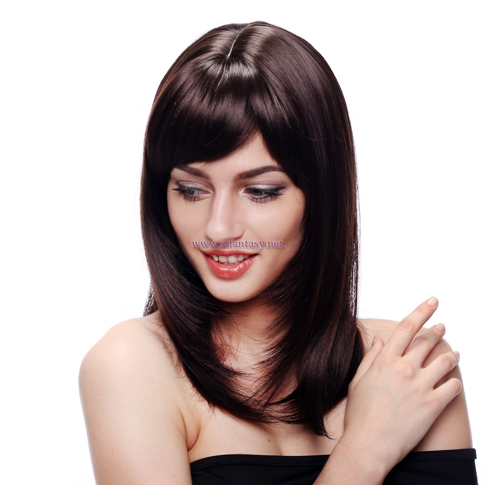 New Chemical Fiber Long Straight Hair Synthetic Hair Black Low Temperature Wire For Woman Wig