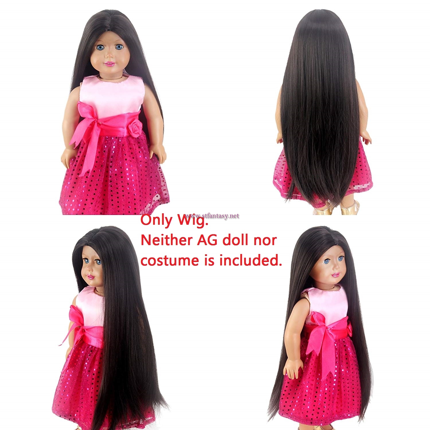 STfantasy Doll Wig for 18" American Girl AG OG Doll Journey Girls Gotz My Life Black Brown Long Straight Synthetic Hair Girls Gift