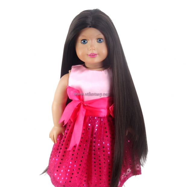 STfantasy Doll Wig for 18" American Girl AG OG Doll Journey Girls Gotz My Life Black Brown Long Straight Synthetic Hair Girls Gift