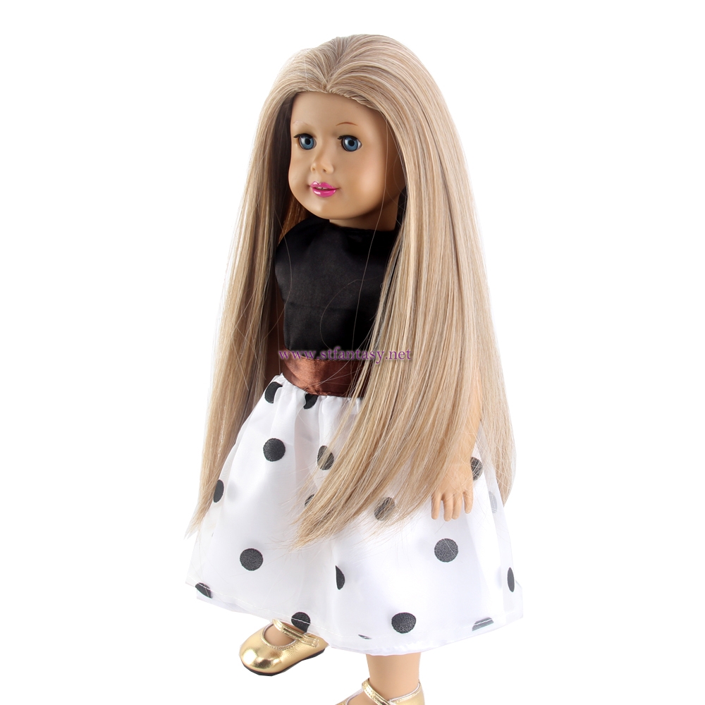 STfantasy Doll Wig for 18" American Girl Doll AG OG Journey Girls Gotz My Life Ombre Blonde Straight Synthetic Hair Girls Gift