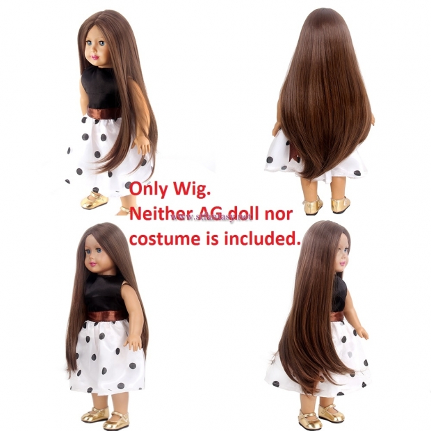 STfantasy Doll Wig for 18" American Girl Doll AG OG Journey Girls Gotz My Life Brown Long Straight Synthetic Hair Girls Gift