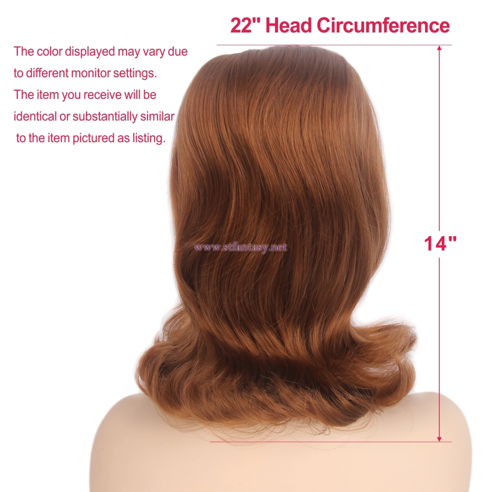 STfantasy Beehive Wig for Women 50s 60s Cosplay Costume Halloween Party Reddish Brown Medium Long Wavy Synthetic Hair