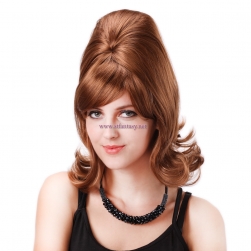 STfantasy Beehive Wig for Women 50s 60s Cosplay Costume Halloween Party Reddish Brown Medium Long Wavy Synthetic Hair