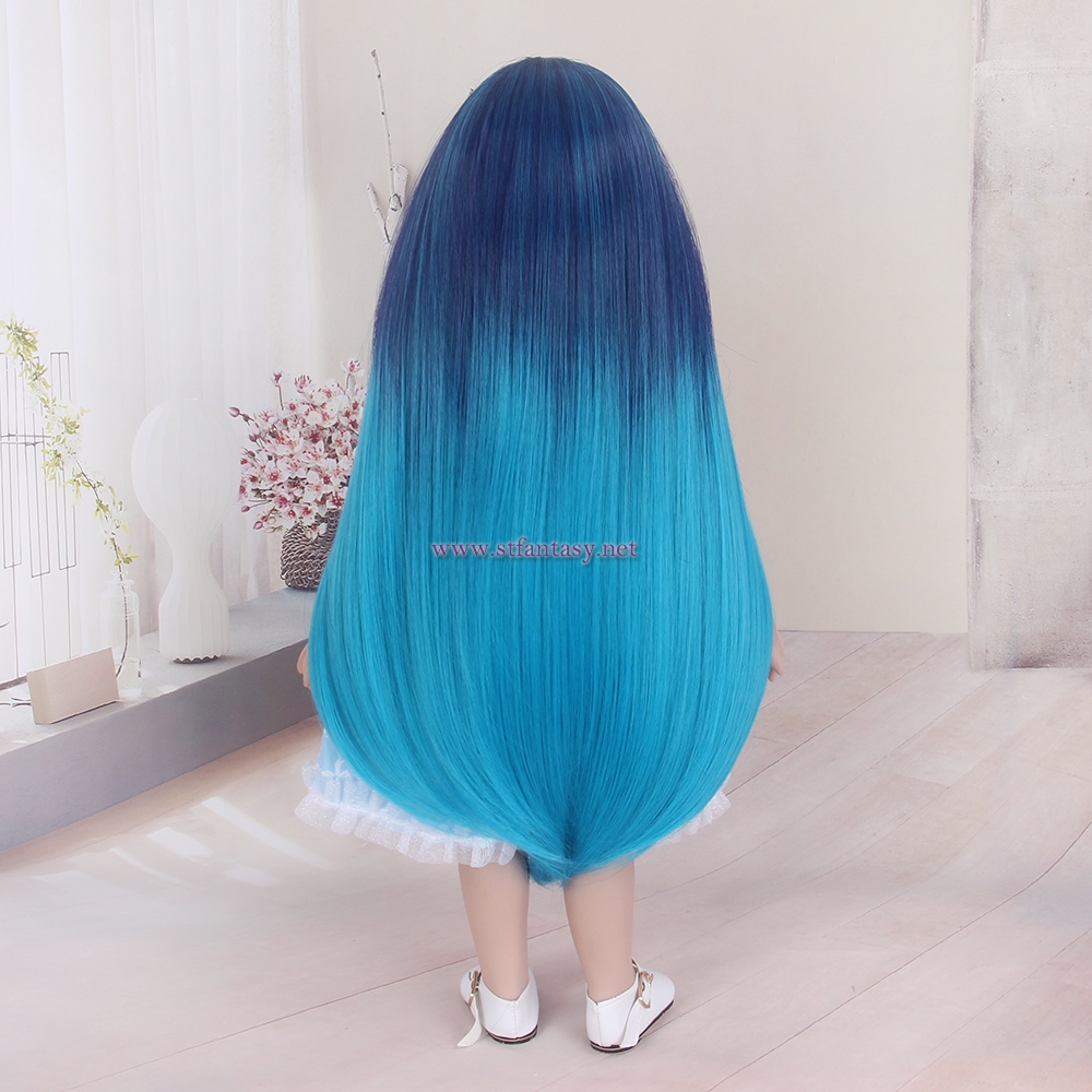 STfantasy Doll Wig for 18" AG OG Doll Journey Girls Gotz My Life Ombre Blue Two Tone Straight Synthetic Hair Girls Gift