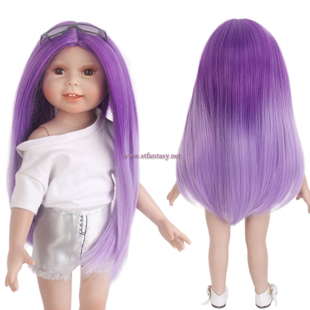 STfantasy Doll Wig for 18" AG OG Doll Journey Girls Gotz My Life Ombre Purple Long Straight Synthetic Hair Girls Gift GF-B2901