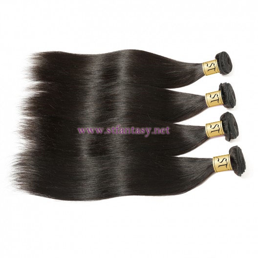 ST Fantasy Brazilian Straight Hair Lace Frontal Closure With 4Bundles Natural Color