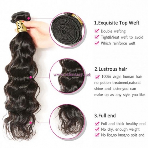 ST Fantasy Virgin Brazilian Natural Wave Hair 4Bundles Weaves