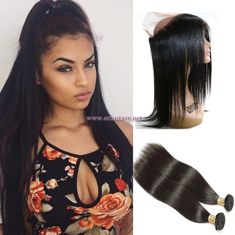 ST Fantasy 360 Lace Frontal Closure Straight Hair With 2Bundles Virgin Hair