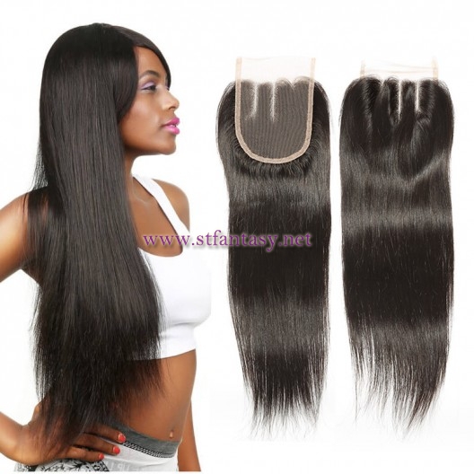 ST Fantasy Indian Virgin Hair Straight 4*4Inch Lace Closure Piece