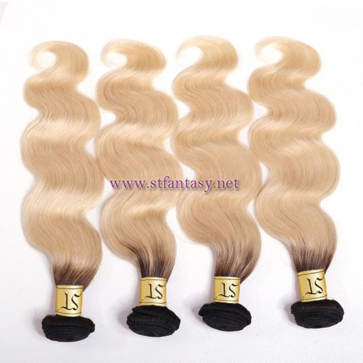 ST Fantasy T1b/613 Hair Color Body Wave 4Bundles Ombre Human Hair Weave