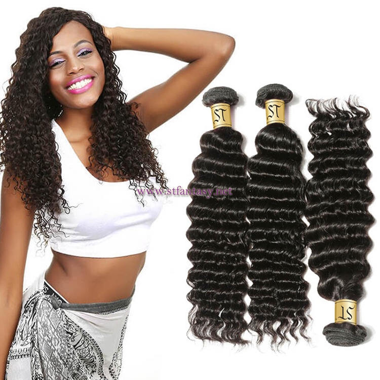 ST Fantasy Deep Wave Brazilian Human Virgin Hair 3Bundles