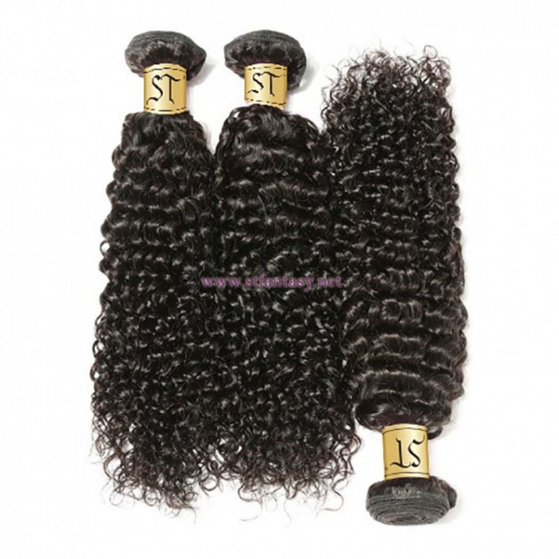 ST Fantasy 3Bundles/pack Indian Jerry Curly Virgin Human Hair Weave