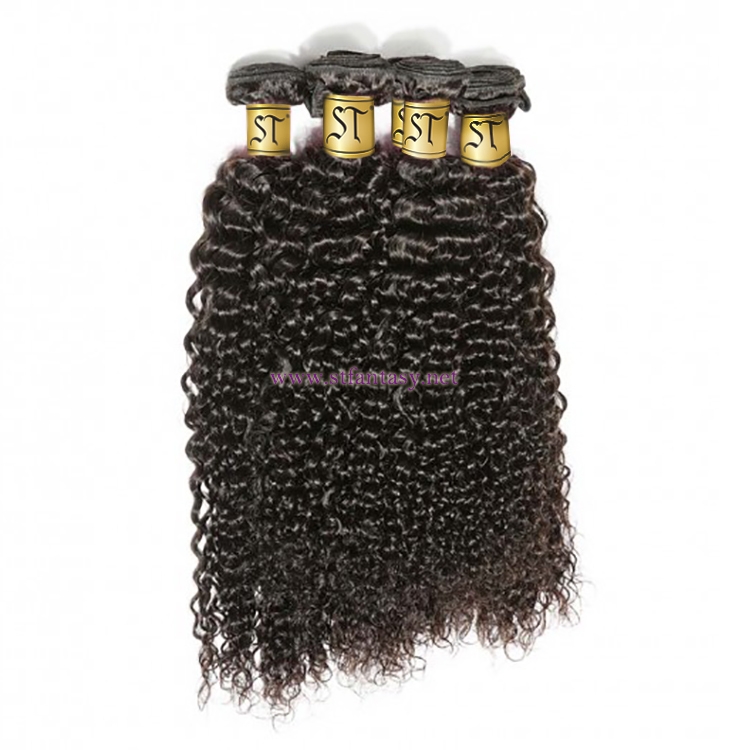 ST Fantasy Brazilian Curly Human Hair Weaves 4Bundles Deals