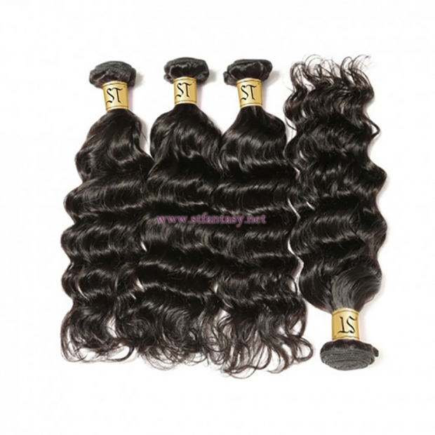 ST Fantasy 4Bundles Peruvian Deep Wave Virgin Hair Weave Natural Color