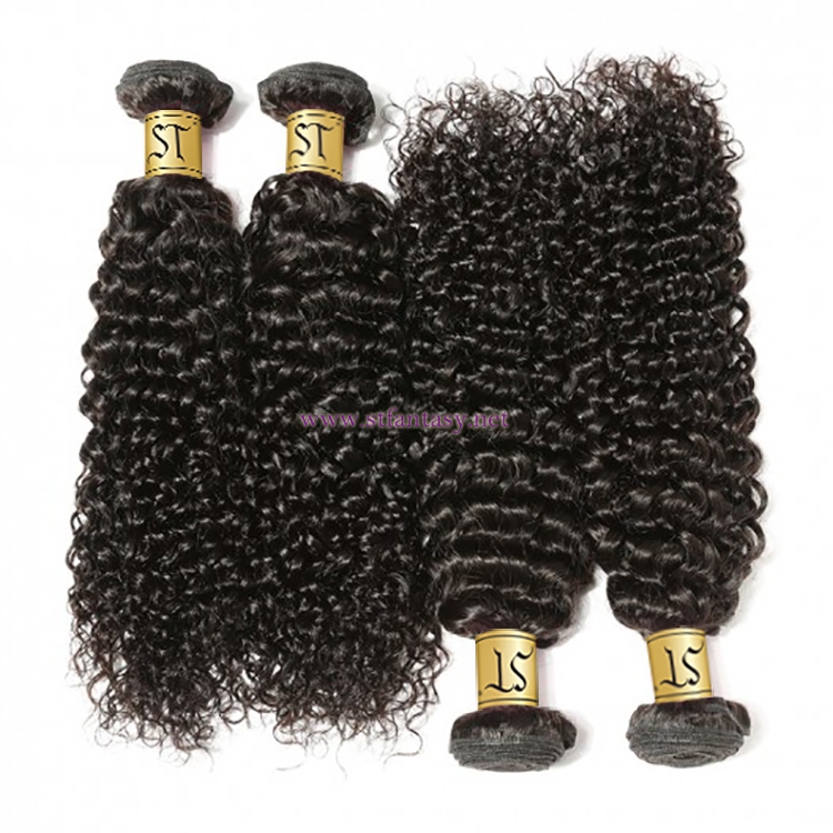 ST Fantasy Brazilian Curly Human Hair Weaves 4Bundles Deals