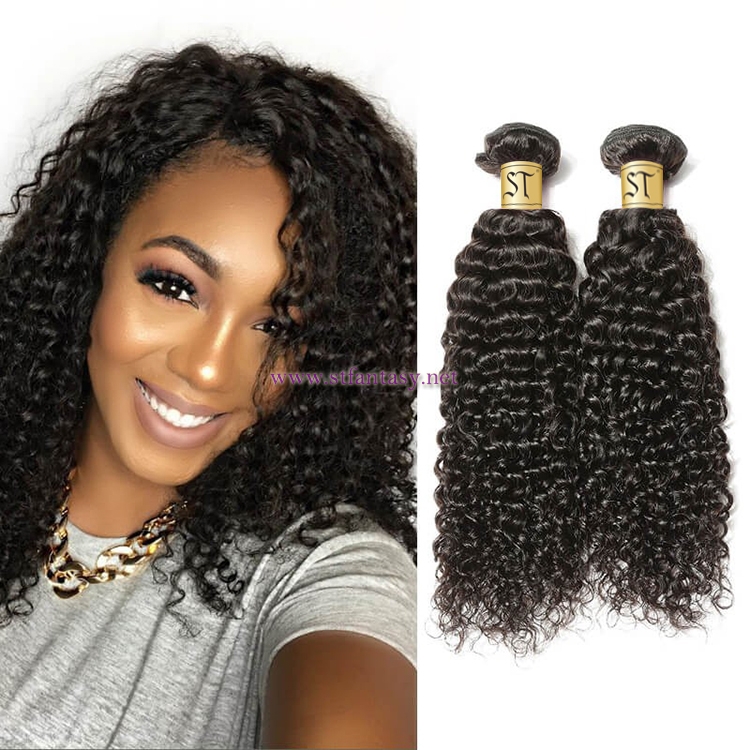 ST Fantasy Brazilian Curly Human Hair Weaves 4Bundles Deals