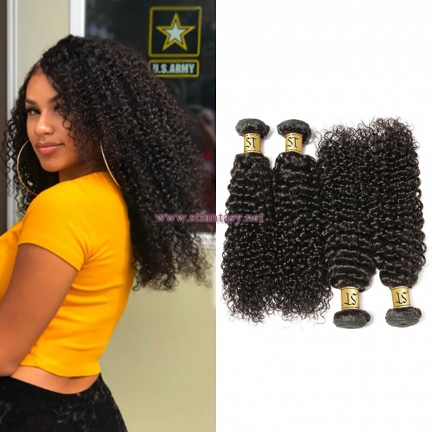 ST Fantasy Brazilian Jerry Curly Hair 4Bundles Unprocessed Virgin Hair Weave