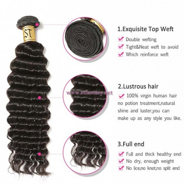 ST Fantasy Peruvian Virgin Hair Peruvian Deep Wave Hair 3Bundles Human Hair Weaving