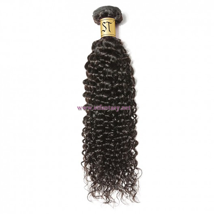 ST Fantasy Malaysian Jerry Curly Human Hair 3Bundles Weft Natural Color