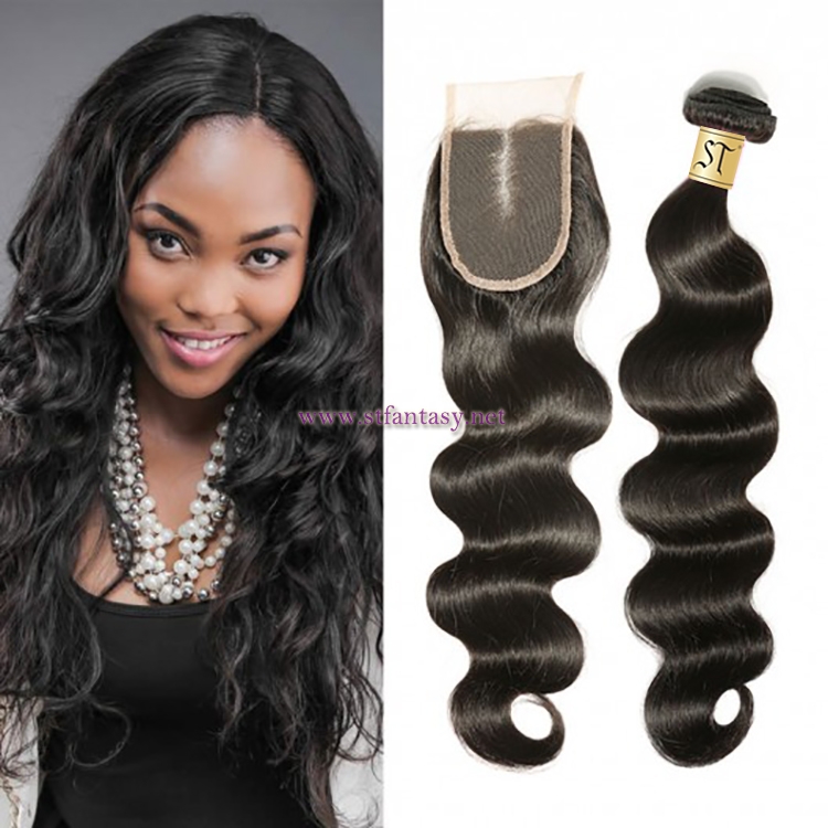 ST Fantasy 3 Bundles Brazilian Body Wave Hair With Lace Closure