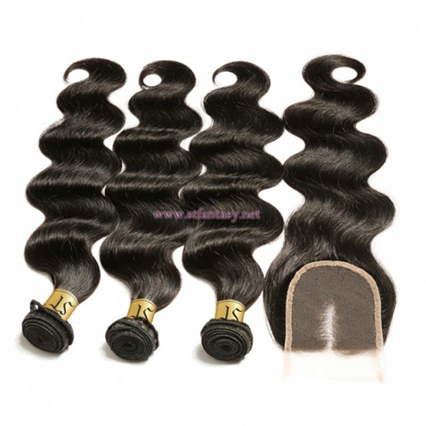 ST Fantasy 3Bundles Malaysian Body Wave Hair With Lace Closure
