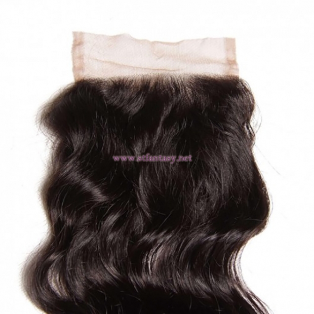 ST Fantasy Indian Natural Wave Closure With 3Bundles Virgin Human Hair Weave