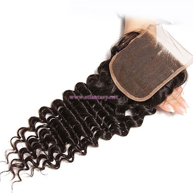 ST Fantasy 3Bundles Deep Wave Human Hair With Closure