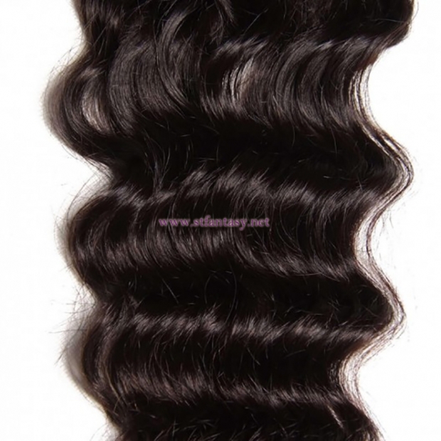 ST Fantasy Indian Natural Wave Closure With 3Bundles Virgin Human Hair Weave