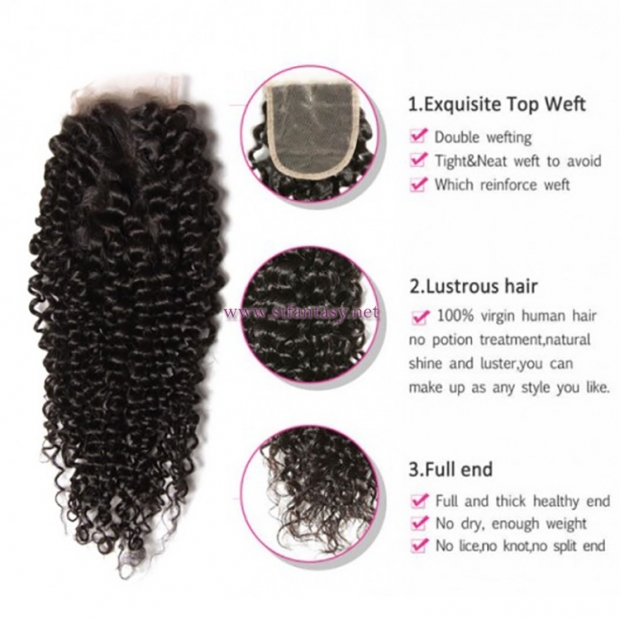 ST Fantasy 3Bundles Brazilian Hair Jerry Curly With Lace Closure 44