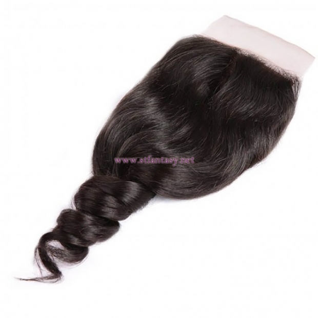 ST Fantasy Loose Wave Human Virgin Hair 3Bundles With Lace Closure Natural Color