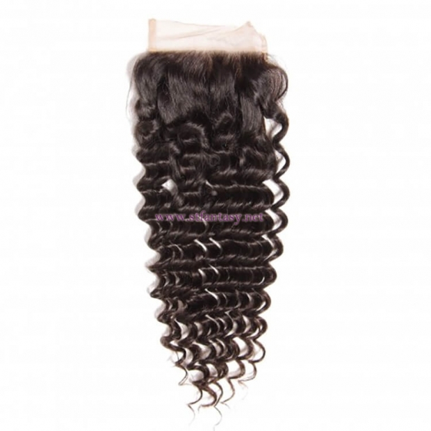 ST Fantasy  Deep Wave Lace Closure with 4 Bundles Virgin Hair