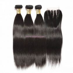 ST Fantasy 4Bundles Brazilian Straight Hair With Lace Closure 44