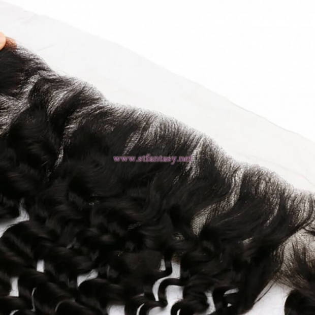 ST Fantasy 12-26 Lace Frontal Closure With 4Bundles Deals Deep Wave Human Hair