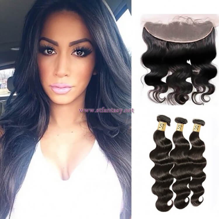 ST Fantasy Malaysian Hair 3Bundles With Lace Frontal Closure