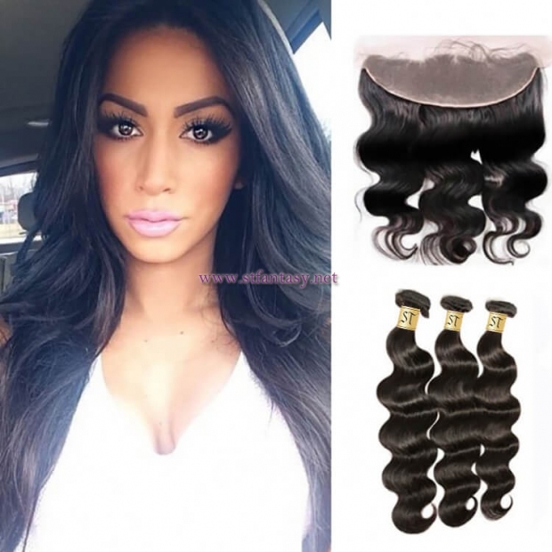 ST Fantasy Malaysian Hair 3Bundles With Lace Frontal Closure