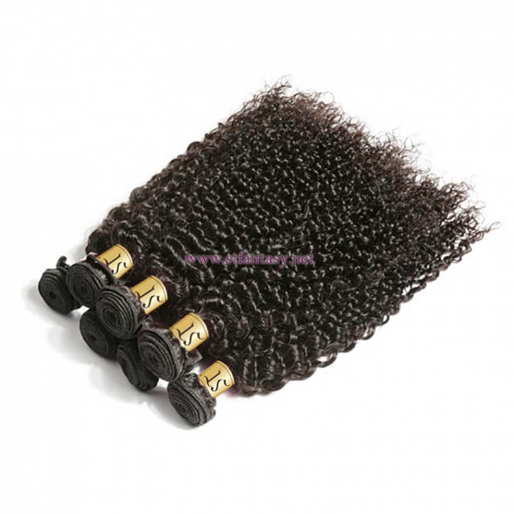 ST Fantasy  Human Hair 3Bundles With Lace Frontal Closure Brazilian Jerry Curly