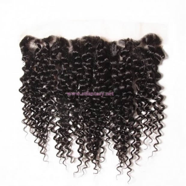 ST Fantasy  Peruvian Jerry Curly Hair 134 Lace Frontal Closure With 3Bundles