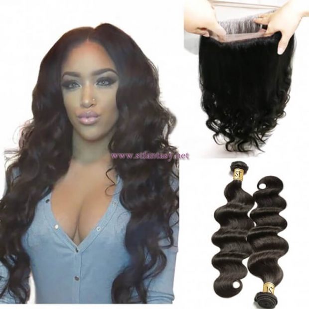 ST Fantasy 360 Lace Frontal Body Wave With 2Bundles Virgin Human Hair Weave