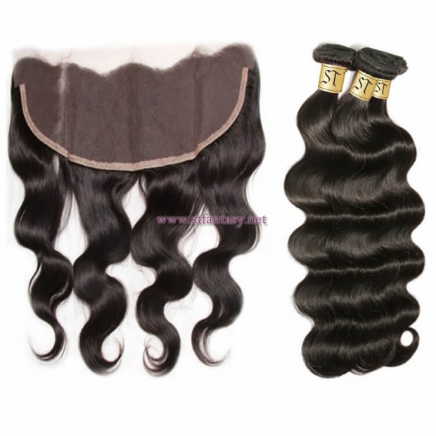 ST Fantasy Indian Hair Lace Frontal Closure With 3Bundles Body Wave Weft
