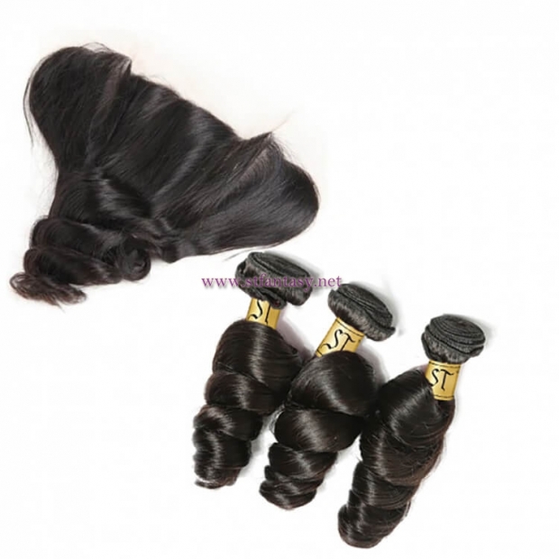 ST Fantasy 13x4 Lace Frontal Closure Loose Wave Hair With 3 Bundles