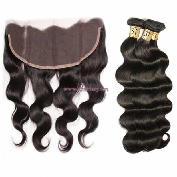 ST Fantasy Brazilian 13''x4'' Lace Frontal Closure With 3Bundles Body Wave Hair