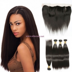 ST Fantasy Peruvian Straight Hair 4Bundles With 13X4 Lace Frontal Closure