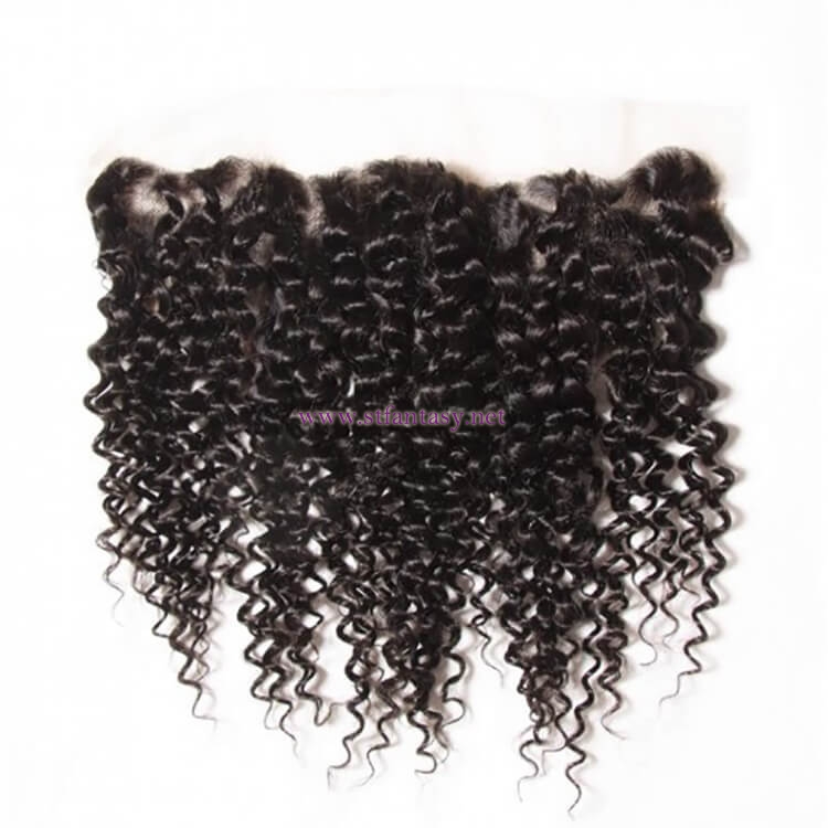 ST Fantasy  Human Hair 3Bundles With Lace Frontal Closure Brazilian Jerry Curly