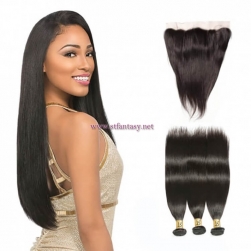 ST Fantasy Brazilian Straight 13x4 Lace Frontal With Human Hair 3Bundles