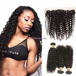 ST Fantasy Malaysian Curly Virgin Hair Lace Frontal Closure With 3Bundles